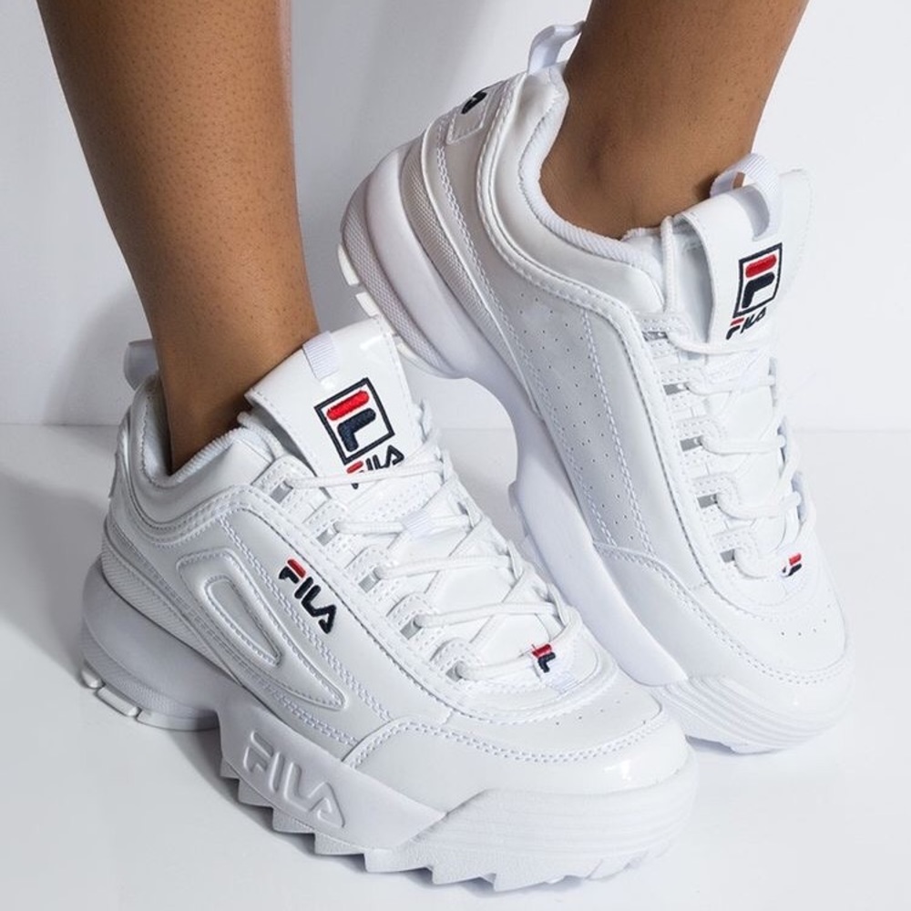 White Fila Disruptors